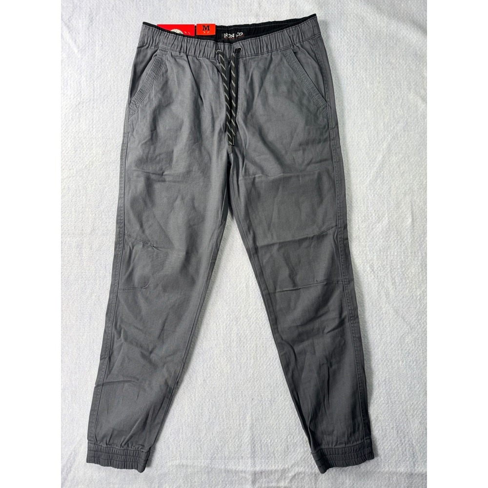 Iron Co Mens Stretch Joggers Gray Elastic Waist Drawstring Pants Size M NEW